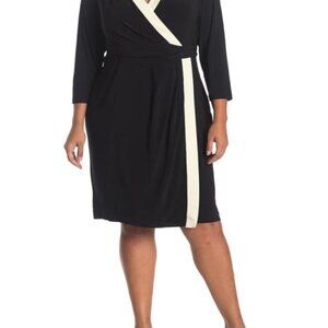 Anne Klein Color Block City Wrap Dress - Colorblock - Black Multi/Anne Black/Ann